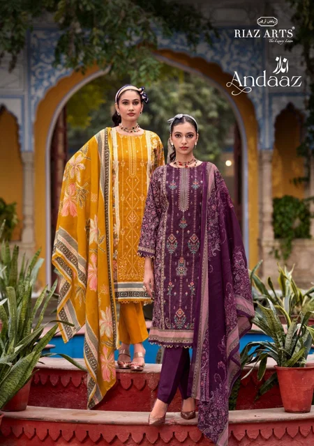 Andaaz By Riaz Arts Cambric Cotton Printed Dress Material Wholesale Online